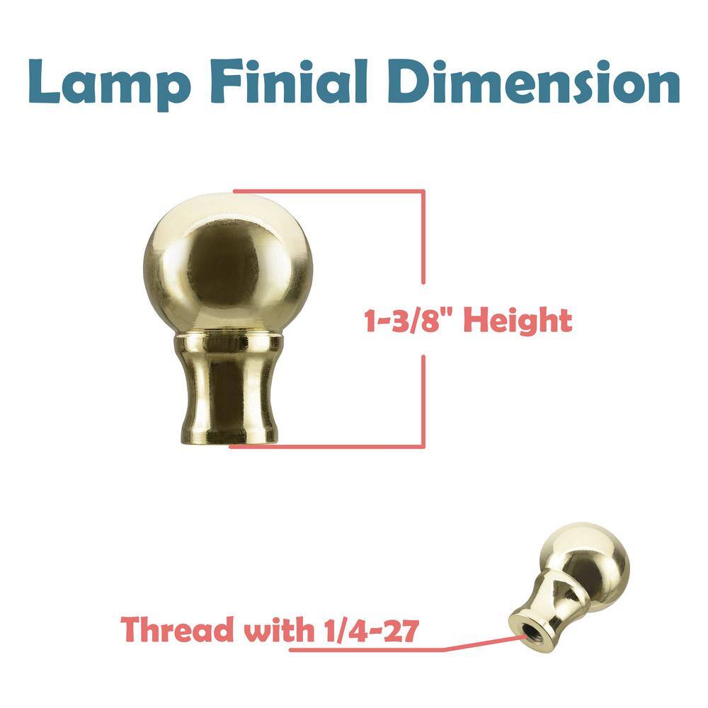 Brass Plated Steel Lamp Finial Set of 2