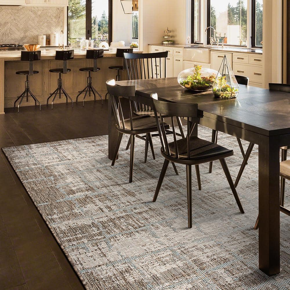Sand-Ivory Flat Woven Synthetic Rectangular Area Rug 2' x 4'