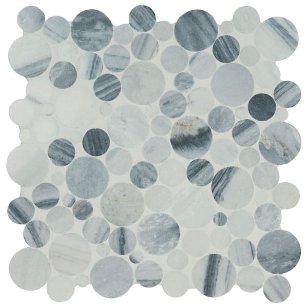 Alaska Gray 12 in. x 12 in. x 0.38 in. Polished Marble Mesh-Mounted Mosaic Floor and Wall Tile (1 sq. ft./Each)