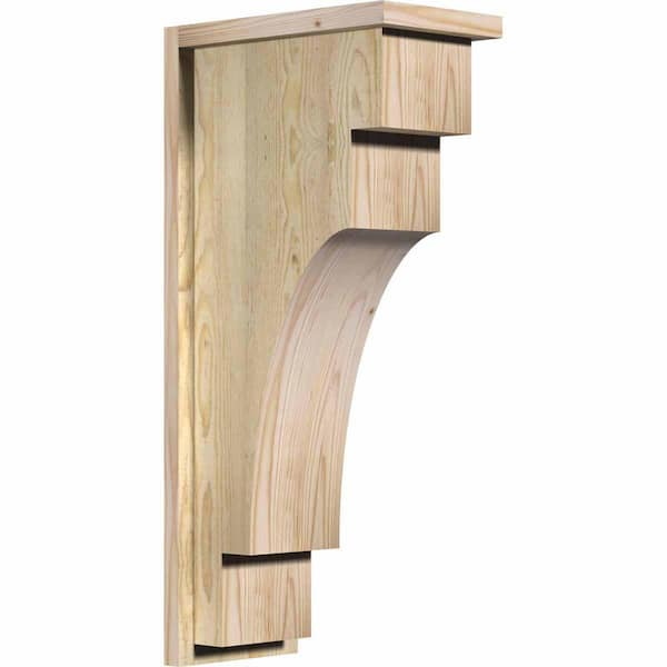 Ekena Millwork 8 in. x 14 in. x 30 in. Mediterranean Rough Sawn Douglas Fir Corbel with Backplate