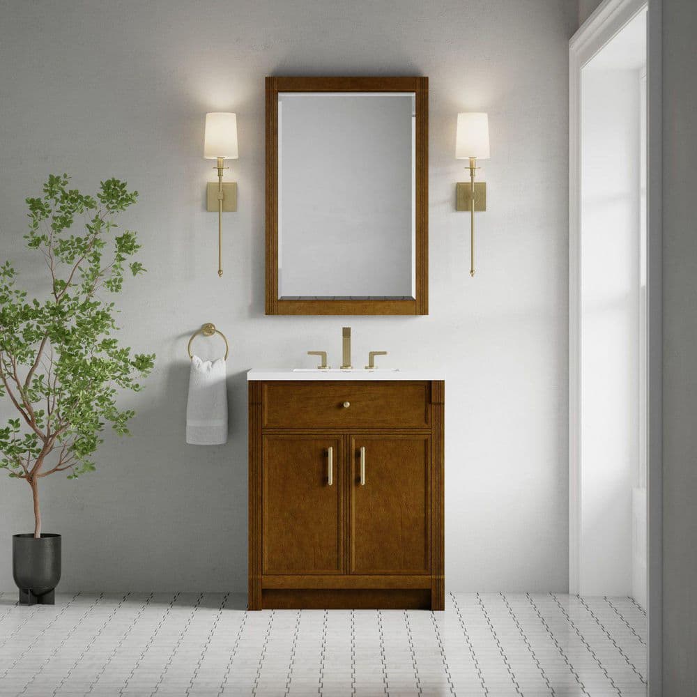Bellshire 30.0 in. Single Bath Vanity in Honey Oak with White Zeus Quartz Top price history on PriceWatchPro