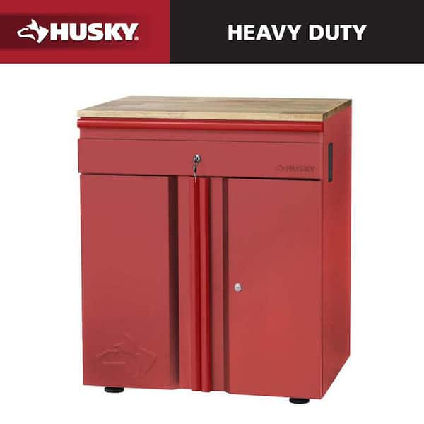 Heavy Duty 28 in. W x 32 in. H x 21.5 in. D Pre-Assembled 20-Gauge Steel 2-Drawer, 1-Door Garage Base Cabinet in Red