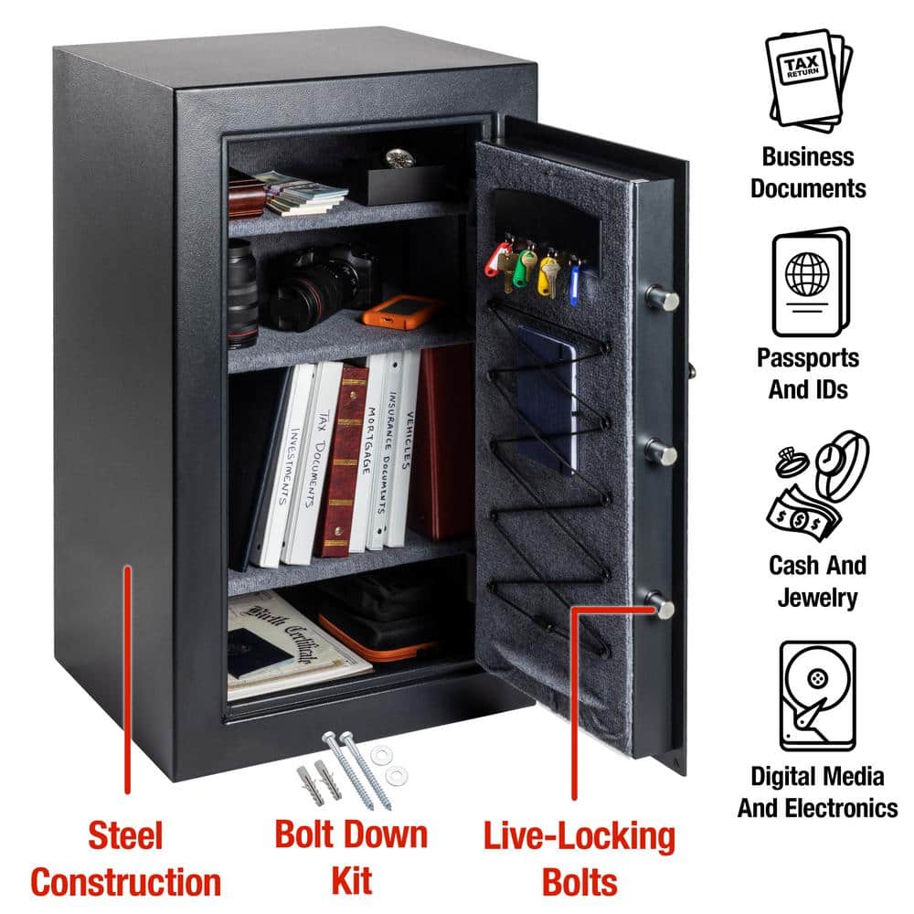 Black Solid Steel 6-cu ft Safe Box with Electronic Keypad Lock