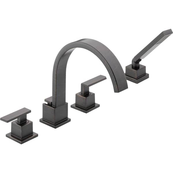 Delta Vero 2-Handle Deck-Mount Roman Tub Faucet with Hand Shower Trim Kit Only in Venetian Bronze (Valve Not Included)