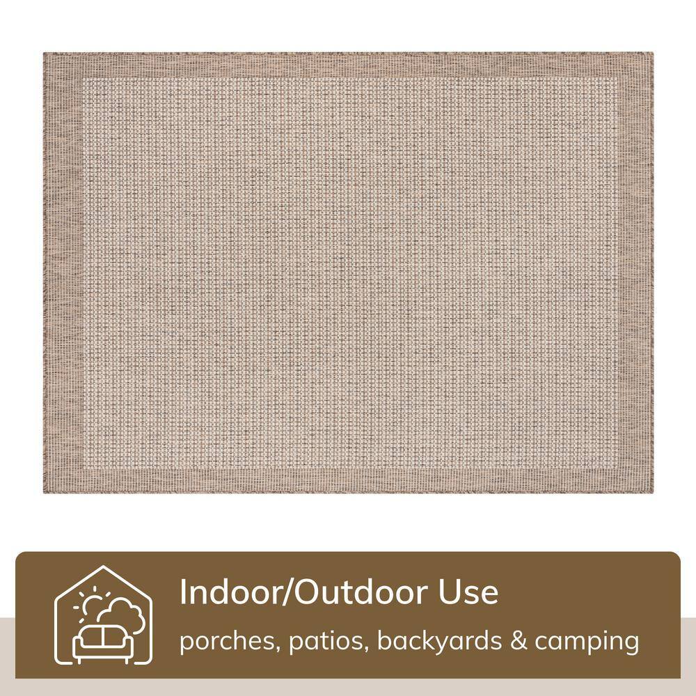 Ivory Synthetic Flat Woven 8' x 10' Indoor/Outdoor Rug