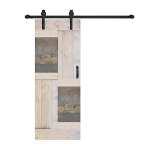 S Series 30 in. x 84 in. Multi-Textured Finished DIY Solid Wood Sliding Barn Door with Hardware Kit