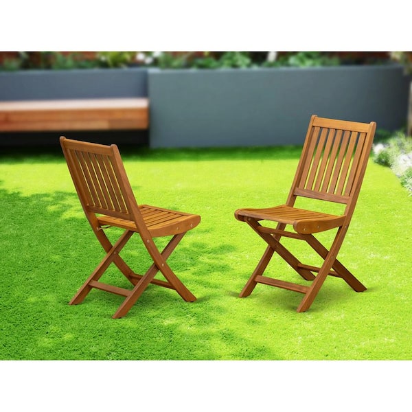 HOME IMPORTS EMPORIUM Natural Oil Wooden Seat Stylish Back Dining Chair Set of 2