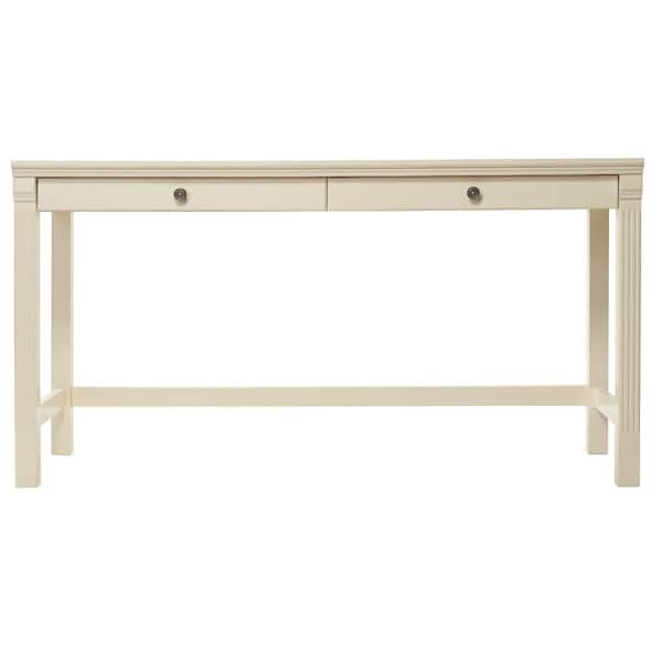 Hillsdale Furniture 57 in. Ivory Rectangular 2 -Drawer Writing Desk with Drawers