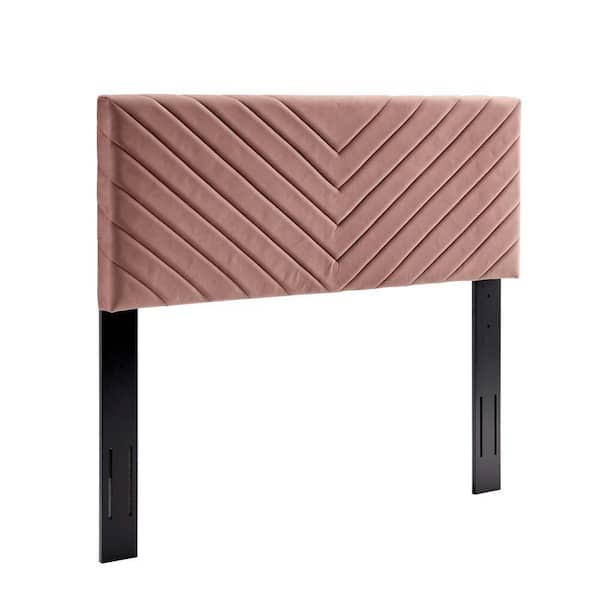 MODWAY Alyson Chevron Tufted Performance Velvet Full / Queen Headboard in Dusty Rose