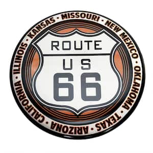 24 in. x 24 in. Route 66 Hollow Curved Tin Button Sign