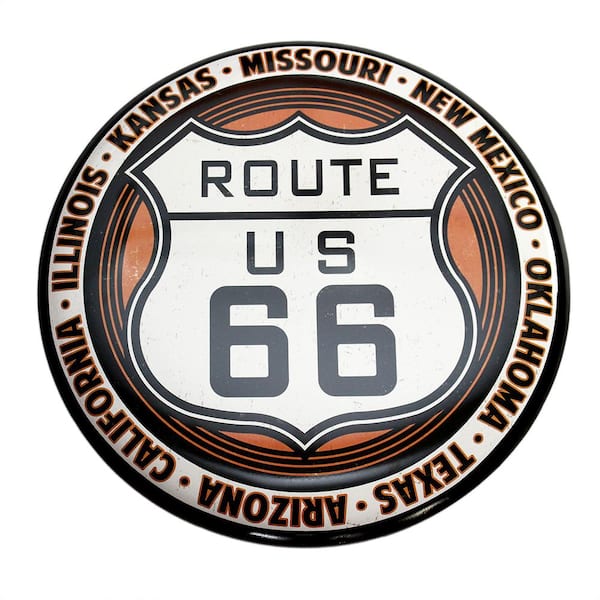 Open Road Brands 24 in. x 24 in. Route 66 Hollow Curved Tin Button Sign