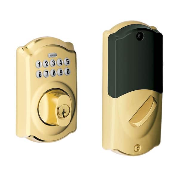Schlage Bright Brass Home Keypad Deadbolt with Nexia Home Intelligence
