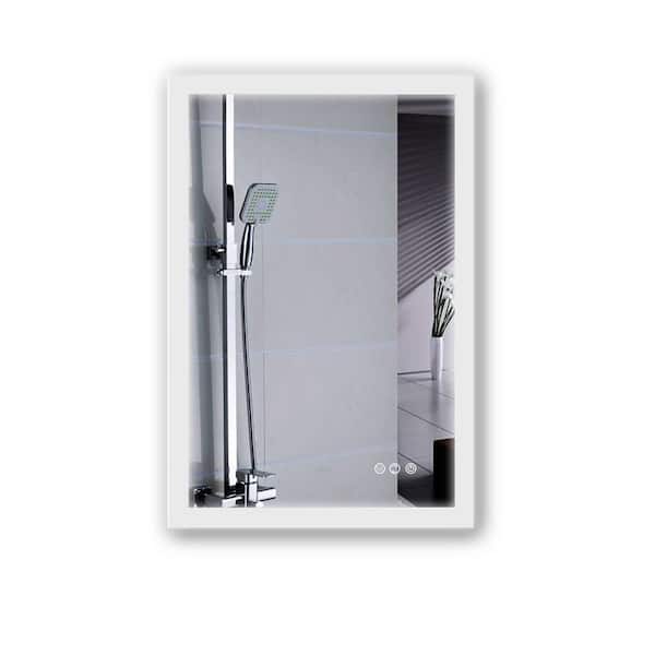 taholi 24 in. W x 36 in. H Rectangular Frameless Wall Mounted LED Bathroom Vanity Mirror in White