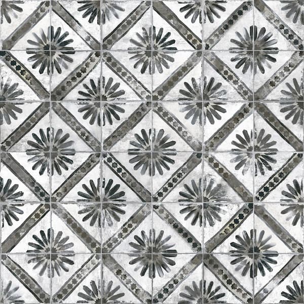 Merola Tile Kings Marrakech Charcoal Grey 8-3/4 in. x 8-3/4 in. Ceramic Floor and Wall Take Home Tile Sample