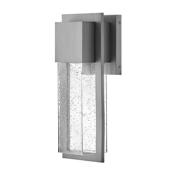 Alex 1-Light Antique Brushed Aluminum Hardwired Outdoor Wall Lantern Sconce