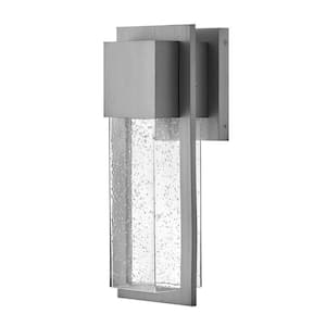 Alex 1-Light Antique Brushed Aluminum Hardwired Outdoor Wall Lantern Sconce