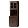 Baxton Studio Laurana Walnut Brown Kitchen Cabinet with Hutch