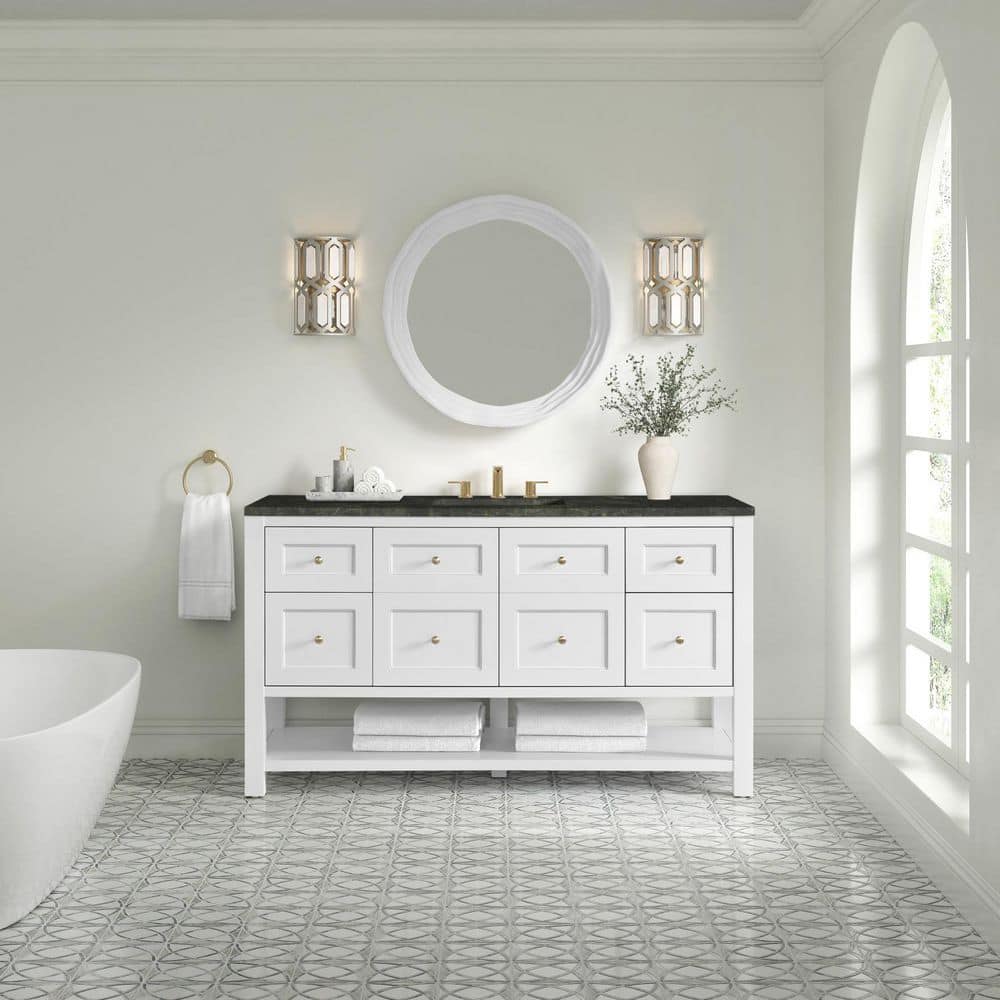 Breckenridge 60.0 in. Single Bath Vanity in Bright White with Phantome Engineered Composite Top price history on PriceWatchPro
