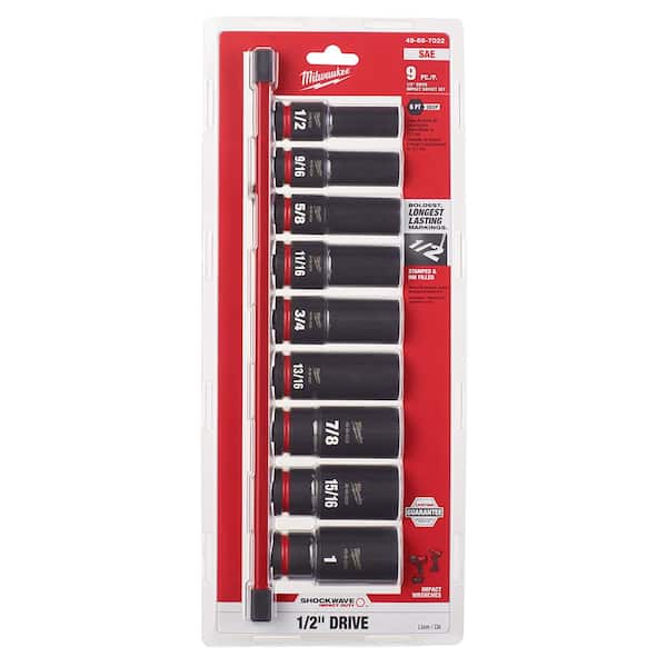 1/2 in. Drive SAE Shockwave Impact Duty Deep Well Socket Set (9-Piece) 1/2 in. Drive SAE Shockwave Impact Duty Deep Well Socket Set (9-Piece)