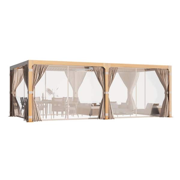 12 ft. x 24 ft. Outdoor Louvered Pergola with Adjustable Aluminum Rainproof Roof, Yellow