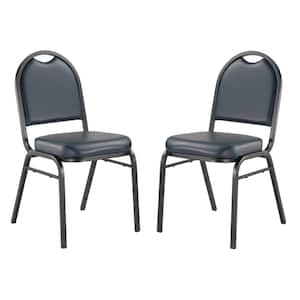 9200-Series Premium Midnight Blue Seat/Black Sandtex Frame Vinyl Upholstered Stack Chair (Pack of 2)