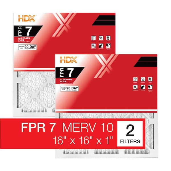 16 in. x 16 in. x 1 in. Allergen Plus Pleated Air Filter FPR 7, MERV 10 (2-Pack)