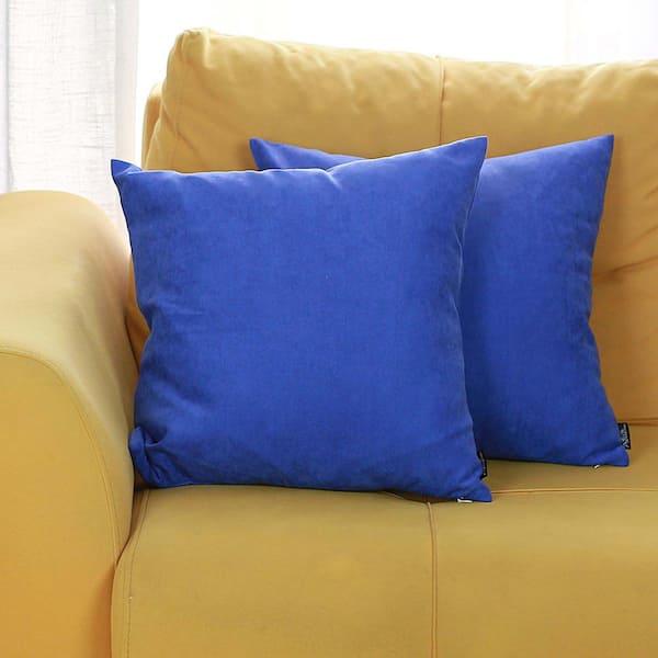 MIKE & Co. NEW YORK Decorative Farmhouse Sapphire Blue 18 in. x 18 in. Square Solid Color Throw Pillow Set of 2