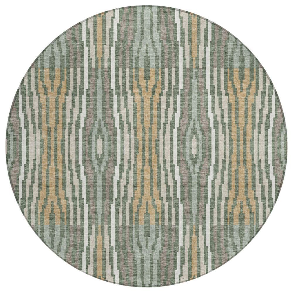 Chantille Machine Washable Indoor/Outdoor Abstract ACN2666 Basil 8 ft. x 8 ft. Round Rug price history on PriceWatchPro