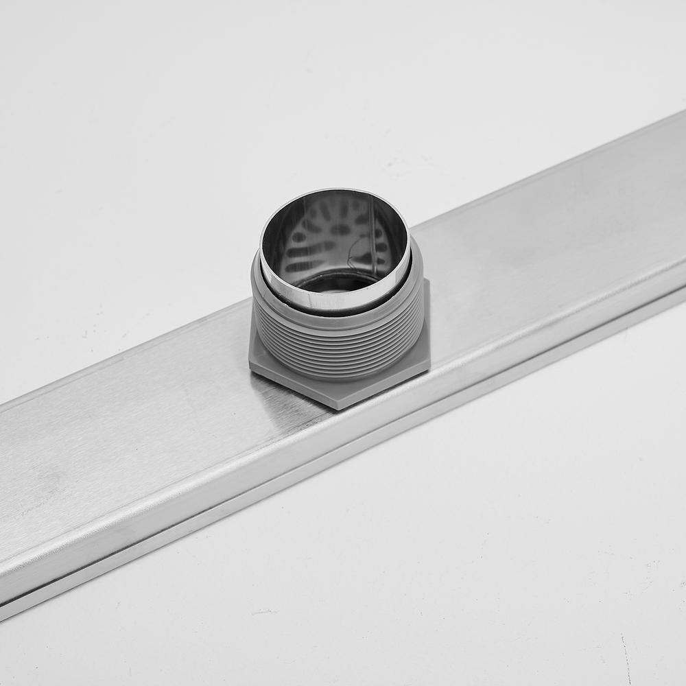 24-inch Brushed Nickel Stainless Steel Linear Shower Drain with U-shaped Pattern