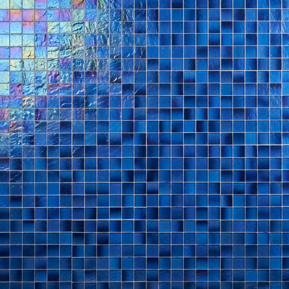 Shallows Polished Dark Blue Glass Mosaic Wall Tile