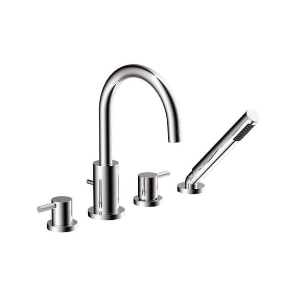Universal Tubs Magnum 2-Handle Deck-Mount Roman Tub Faucet with Hand Shower in Polished Chrome