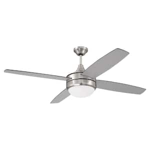 Phaze II 52 in. Indoor Brushed Nickel Finish Ceiling Fan, Integrated Single Light Kit & 4-Speed Wall Control Included
