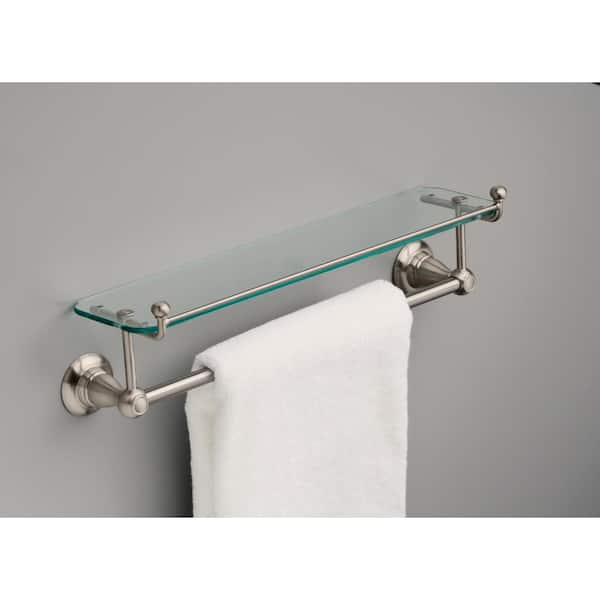 Glass shelf with towel bar brushed nickel new arrivals