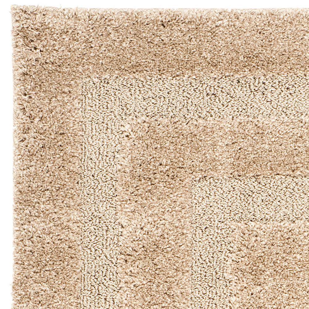 Beige Rectangular Shag Area Rug with Raised Border Design
