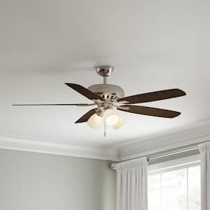 Rockport 52 in. Indoor LED Brushed Nickel Ceiling Fan with Light Kit, Downrod, Reversible Blades and Reversible Motor
