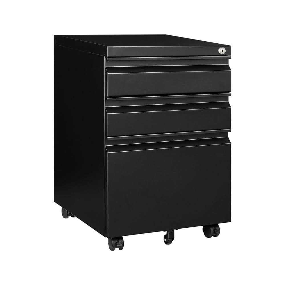 14.57 in. W x 23.62in. H x 17.32 in. D 3 Drawer Metal Mobile Vertical File Cabinet, Freestanding Cabinet in Black -  Hephastu, HD-HDG-B