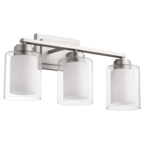 Quorum International 3-Light Stain Nickel Opal Vanity