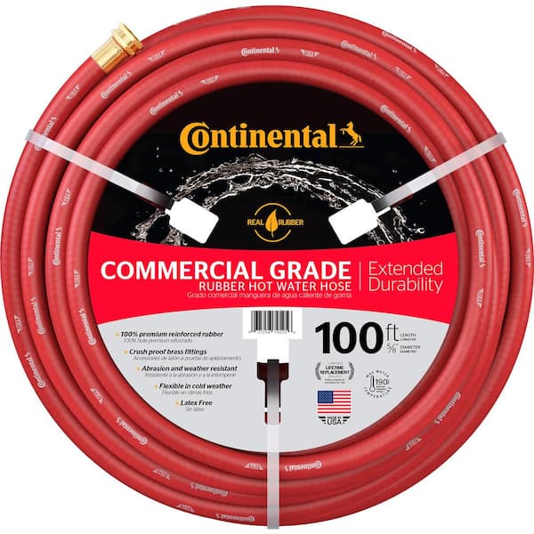 Continental Premium 5/8 in. Dia x 100 ft. Commercial Grade Rubber Red Hot Water Hose