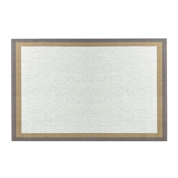 Unbranded Aspen Beige Woven Vinyl Home Kitchen Mat Waterproof Area Rug for Indoor/Outdoor 48 in. x 72 in.
