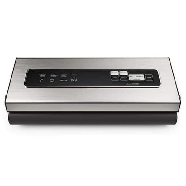 6-in-1 Silver Food Vacuum Sealer with Cutter, 2 Bag Rolls and 5 Pre-cut Bags, Widened 12 mm Sealing Strip