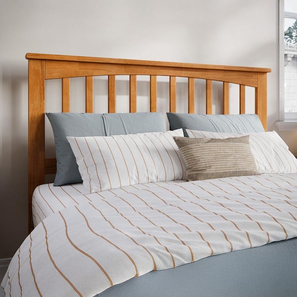 AFI Mission Light Toffee Natural Bronze Solid Wood Full Headboard with Attachable Charger