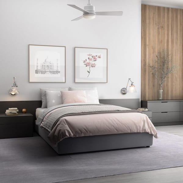 Trevina II 44 in. Indoor Integrated LED Satin White Modern Ceiling Fan with Remote for Living Room and Bedroom