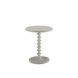 Acton 17 in. White Round Wood End Table with Wooden Turned Pedestal