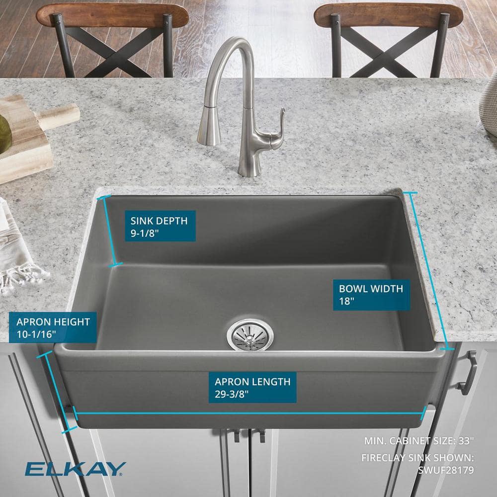 Elkay White Fireclay 30" Farmhouse Kitchen Sink