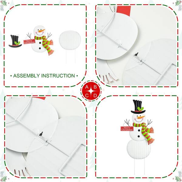 Glitzhome 40 in. H Metal Snowman Christmas Yard Decor Yard Stake