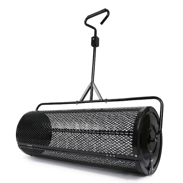 44 in. Peat Moss Spreader with Accessories, Metal Mesh Roller Lawn Spreader for Topsoil, Manure, Mulch, Top Dressing