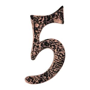 Hammered 6 in. Antique Copper House Number 5