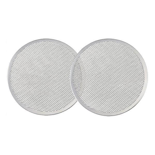 12-Cup Aluminum Pizza Screen Mesh Baking Pan Nonstick Seamless Pizza Bakeware for Even Crust 2-Pack