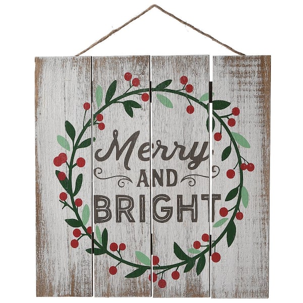 National Tree Company 13 in. MERRY and BRIGHT Wall Sign