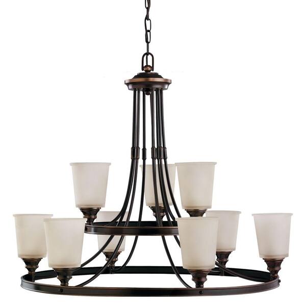 Generation Lighting Warwick 9-Light Autumn Bronze Chandelier with Smoky Parchment Glass